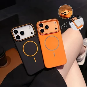 قاب سیلیکونی پاک کنی اورجینال درجه یک MagSafe لنز فلزی Apple iPhone 17 Pro - سرمه ای (پک دار) - MPS