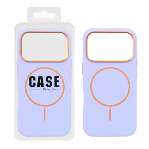 قاب سیلیکونی پاک کنی اورجینال درجه یک MagSafe لنز فلزی Apple iPhone 17 Pro - بنفش روشن (پک دار) - MPS