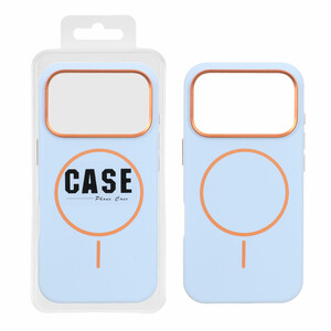 قاب سیلیکونی پاک کنی اورجینال درجه یک MagSafe لنز فلزی Apple iPhone 17 Pro - آبی روشن (پک دار) - MPS