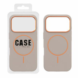 قاب سیلیکونی پاک کنی اورجینال درجه یک MagSafe لنز فلزی Apple iPhone 17 Pro - خاکی (پک دار) - MPS