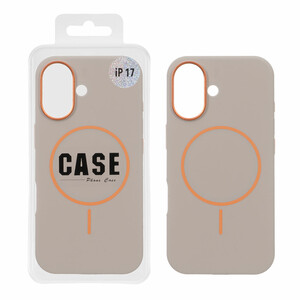 قاب سیلیکونی پاک کنی اورجینال درجه یک MagSafe لنز فلزی Apple iPhone 17 - خاکی (پک دار) - MPS