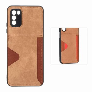 قاب جیر دوخت دار جاکارتی محافظ لنزدار Xiaomi Poco M3 - قهوه ای