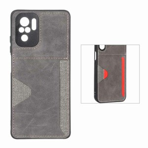 قاب جیر دوخت دار جاکارتی محافظ لنزدار Xiaomi Redmi Note 10 4G / Redmi Note 10S / Poco M5S - خاکستری