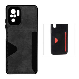 قاب جیر دوخت دار جاکارتی محافظ لنزدار Xiaomi Redmi Note 10 4G / Redmi Note 10S / Poco M5S - مشکی