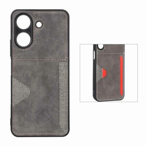 قاب جیر دوخت دار جاکارتی محافظ لنزدار Xiaomi Redmi 13C / Poco C65 - خاکستری