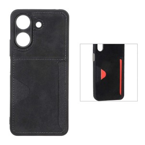 قاب جیر دوخت دار جاکارتی محافظ لنزدار Xiaomi Redmi 13C / Poco C65 - مشکی