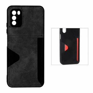 قاب جیر دوخت دار جاکارتی محافظ لنزدار Xiaomi Poco M3 - مشکی