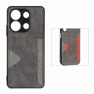 قاب جیر دوخت دار جاکارتی محافظ لنزدار Xiaomi Redmi Note 13 4G - خاکستری