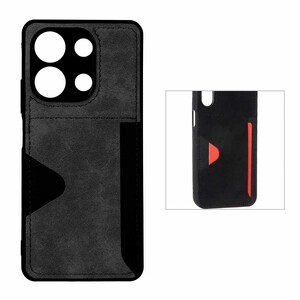 قاب جیر دوخت دار جاکارتی محافظ لنزدار Xiaomi Redmi Note 13 4G - مشکی