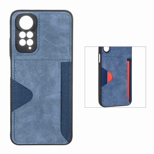 قاب جیر دوخت دار جاکارتی محافظ لنزدار Xiaomi Redmi Note 11 4G / Redmi Note 11S - سرمه ای