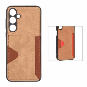 قاب جیر دوخت دار جاکارتی محافظ لنزدار Samsung Galaxy A55 - قهوه ای