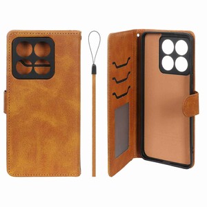 کیف موبایل مگنتی درجه یک داخل خز MNC Plus مدل Xiaomi Mi 14T - عسلی