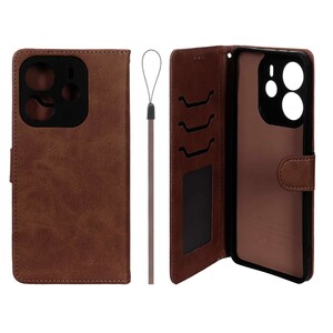 کیف موبایل مگنتی درجه یک داخل خز MNC Plus مدل Xiaomi Redmi Note 14 4G - قهوه ای