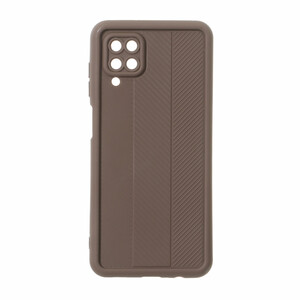 قاب Solid Case طرح کربن هاشور دار Samsung Galaxy A12 / M12 / F12 - قهوه ای