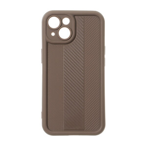 قاب Solid Case طرح کربن هاشور دار Apple iPhone 13 / iPhone 14 - قهوه ای