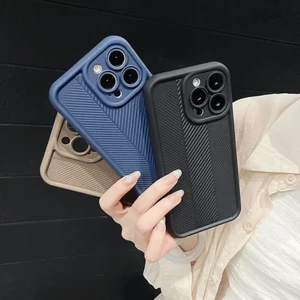 قاب Solid Case طرح کربن هاشور دار Xiaomi Redmi Note 13 4G - قهوه ای