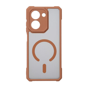 قاب مات طرح مگ سیف ایربگ دار محافظ لنز برجسته Xiaomi Redmi A5 / Poco C71 - قهوه ای