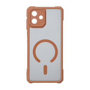 قاب مات طرح مگ سیف ایربگ دار محافظ لنز برجسته Samsung Galaxy A07 - قهوه ای