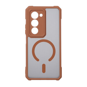 قاب مات طرح مگ سیف ایربگ دار محافظ لنز برجسته Xiaomi Redmi 15 - قهوه ای