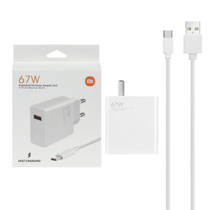 شارژر دیواری 67W فست تک پورت Xiaomi مدل MDY-12-ES به همراه کابل شارژ Type-C - سفید (گارانتی پارتیان پایا) درجه یک