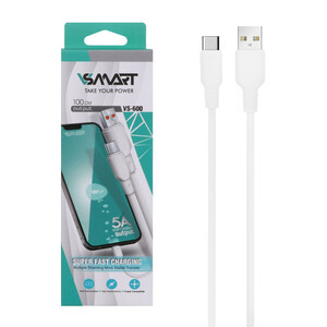 کابل شارژ فست V-Smart Type-C مدل VS-600 - سفید - DST (گارانتی شش ماهه)