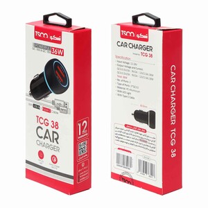 شارژر فندکی 36W فست دو پورت TSCO مدل TCG 38 به همراه کابل شارژ Type-C - مشکی