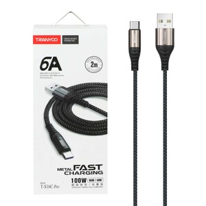 کابل شارژ فست 2 متری TRANYOO Type-C مدل T-S16C-PRO - مشکی