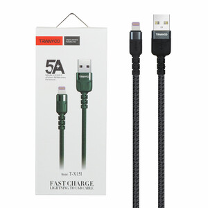کابل شارژ فست آیفون TRANYOO مدل T-X15I - مشکی خاکستری