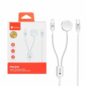 کابل شارژ Type-C To Lightning و شارژر وایرلس ProOne مدل PWL835 - سفید