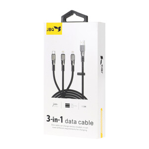 کابل شارژ 1.5 متری فست سه کاره JBQ مدل DT-U33 - مشکی (گارانتی یکساله رصاصی)