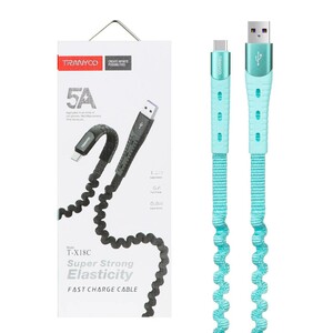 کابل شارژ 1.2 متری فست TRANYOO Type-C مدل T-X18C - سبز