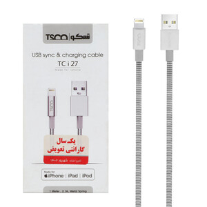کابل شارژ فست آیفون TSCO مدل TC i 27 - نقره ای