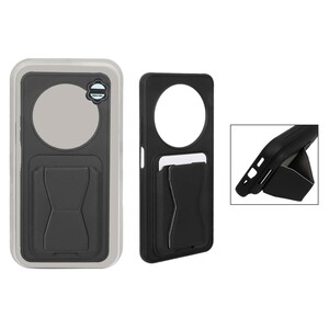 قاب چرمی Magsafe جاکارتی استندشو مگنتی Xiaomi Redmi 14C / Redmi A4 / Poco C75 - مشکی (پک دار) - MPS