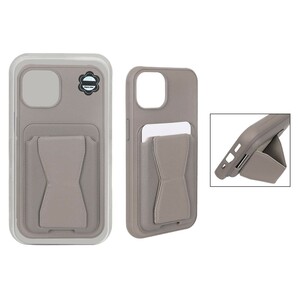 قاب چرمی Magsafe جاکارتی استندشو مگنتی Apple iPhone 13 / iPhone 14 - خاکی (پک دار) - MPS