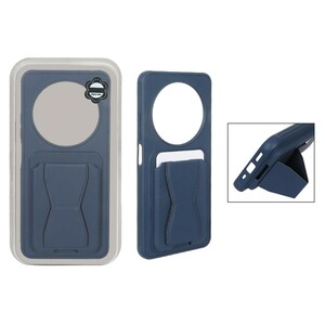 قاب چرمی Magsafe جاکارتی استندشو مگنتی Xiaomi Redmi 14C / Redmi A4 / Poco C75 - سرمه ای (پک دار) - MPS