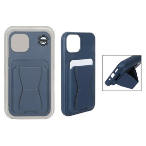 قاب چرمی Magsafe جاکارتی استندشو مگنتی Apple iPhone 13 / iPhone 14 - سرمه ای (پک دار) - MPS