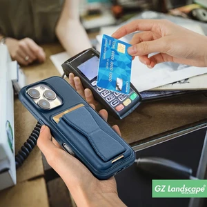 قاب چرمی Magsafe جاکارتی استندشو مگنتی Samsung Galaxy A17 / A26 - خاکی (پک دار) - MPS