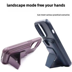 قاب چرمی Magsafe جاکارتی استندشو مگنتی Xiaomi Redmi 14C / Redmi A4 / Poco C75 - خاکی (پک دار) - MPS