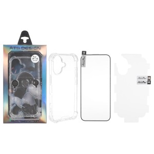 قاب ATB شفاف ایربگ دار با ست محافظ لنز رینگی Apple iPhone 16