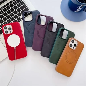 قاب Crystal طرح چرم MagSafe محافظ لنزدار Xiaomi Redmi A5 / Poco C71 - خاکستری مشکی