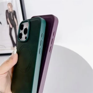 قاب Crystal طرح چرم MagSafe محافظ لنزدار Xiaomi Redmi A5 / Poco C71 - خاکستری مشکی