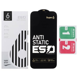 محافظ صفحه نمایش شیشه ای Full Cover ESD Anti Static - Super 6 OG مدل Apple iPhone 15 Pro Max (پک دار)