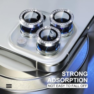 محافظ لنز رینگی اورجینال Galaxy A17 مدل فول کاور نگین دار - نقره ای