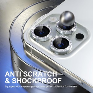 محافظ لنز رینگی اورجینال Galaxy A17 مدل فول کاور نگین دار - نقره ای