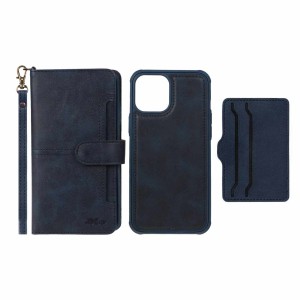 کیف موبایل مگنتی JDK با ست بند و جاکارتی Apple iPhone 12 Pro Max - سرمه ای تیره (پک دار)