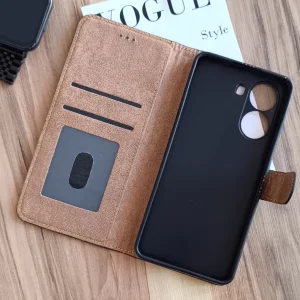 کیف چرمی موبایل مگنتی محافظ لنز دار مناسب Xiaomi X7 Pro - سرمه ای