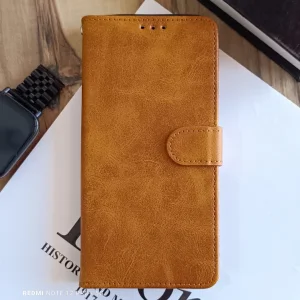 کیف چرمی موبایل مگنتی محافظ لنز دار  Xiaomi X7 Pro - عسلی