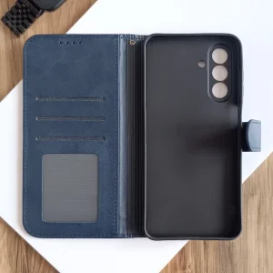 کیف چرمی موبایل مگنتی محافظ لنز دار  Samsung Galaxy A26/ A17 - سرمه ای