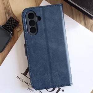 کیف چرمی موبایل مگنتی محافظ لنز دار  Samsung Galaxy A56/ A36 - سرمه ای