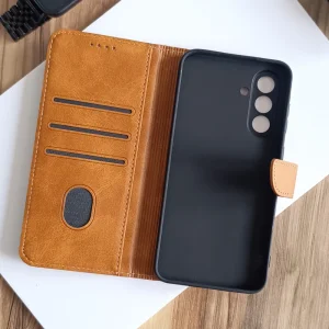 کیف چرمی موبایل مگنتی محافظ لنز دار  Samsung Galaxy A56/ A36 - مشکی